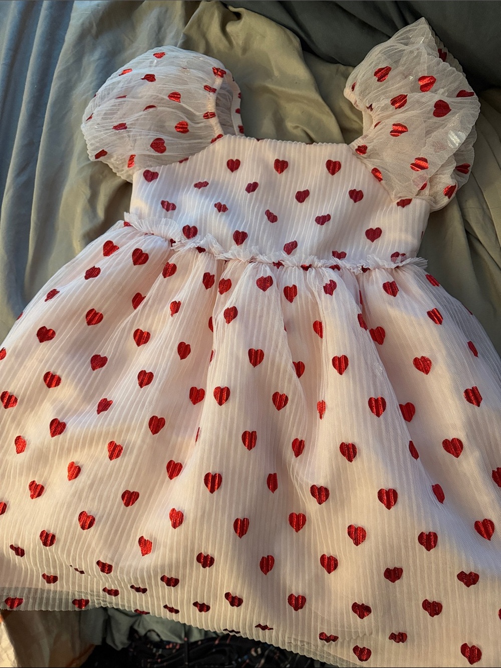 Kensie Girl White Party Dress with Red Heart Print